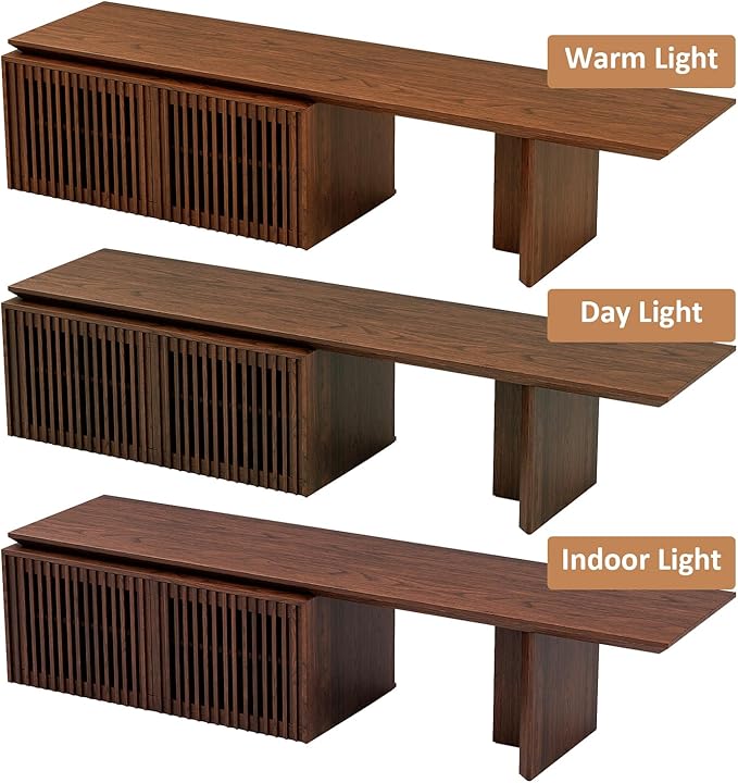 XEW Extendable TV Stand with Storage and Shelves, Wood Entertainment Center for 55+ Inch TV, Modern TV Console, Minimalist Media Console for Living Room, Bedroom-Walnut (Extendable: 78.7"-110")