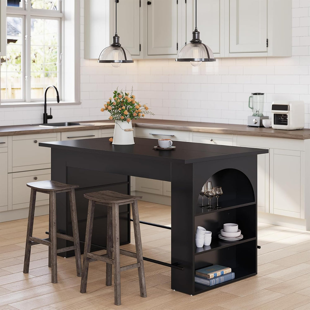 LITTLE TREE 63" Kitchen Island with Storage, Large Prep & Dining Tab...