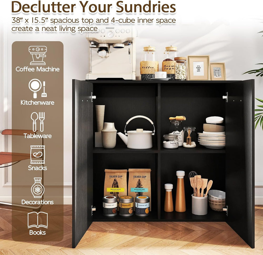 Giantex 38-Inches Storage Cabinet, Sideboard with 2 Doors and 4 Cubic Shelves...