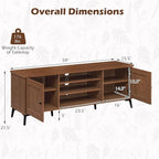 Giantex 2-Door TV Stand for TVs up to 65", Mid Century Modern Entertainment Center with 2 Storage Cabinets & 4 Adjustable Shelves, 6 Metal Legs, Media TV Console Table for Living Room (Walnut)