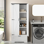 Shintenchi 65" Kitchen Pantry Cabinet, Farmhouse Tall Cupboard, White | Freestanding Cabinet, with 4 Shelves and 1 Drawer, for Kitchen, Living Room, Dining Room and Bathroom