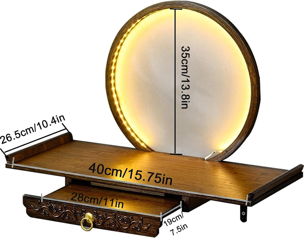 Wall-Mounted Buddha Statue Stand with LED, Small Buddhist Shrine Altar Table,...