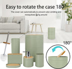 CERBIOR Bathroom Accessories Set 6 Piece Bamboo Bath Ensemble Includes Soap Dispenser, Toothbrush Holder, Toothbrush Cup, Soap Dish for Decorative Countertop and Housewarming Gift, Sriral Green