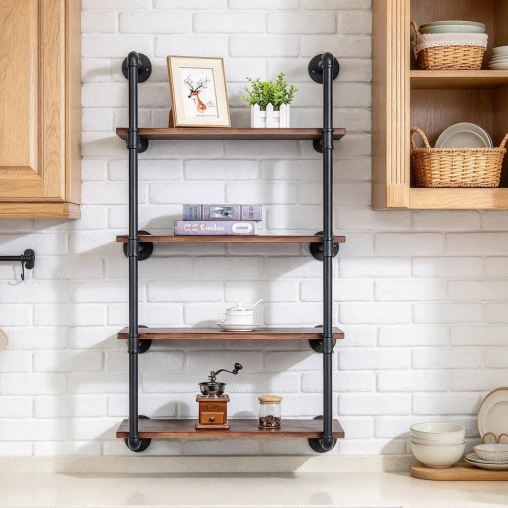 Industrial Pipe Shelves With Wood Planks,Rustic Pipe Shelving Wall Shelf