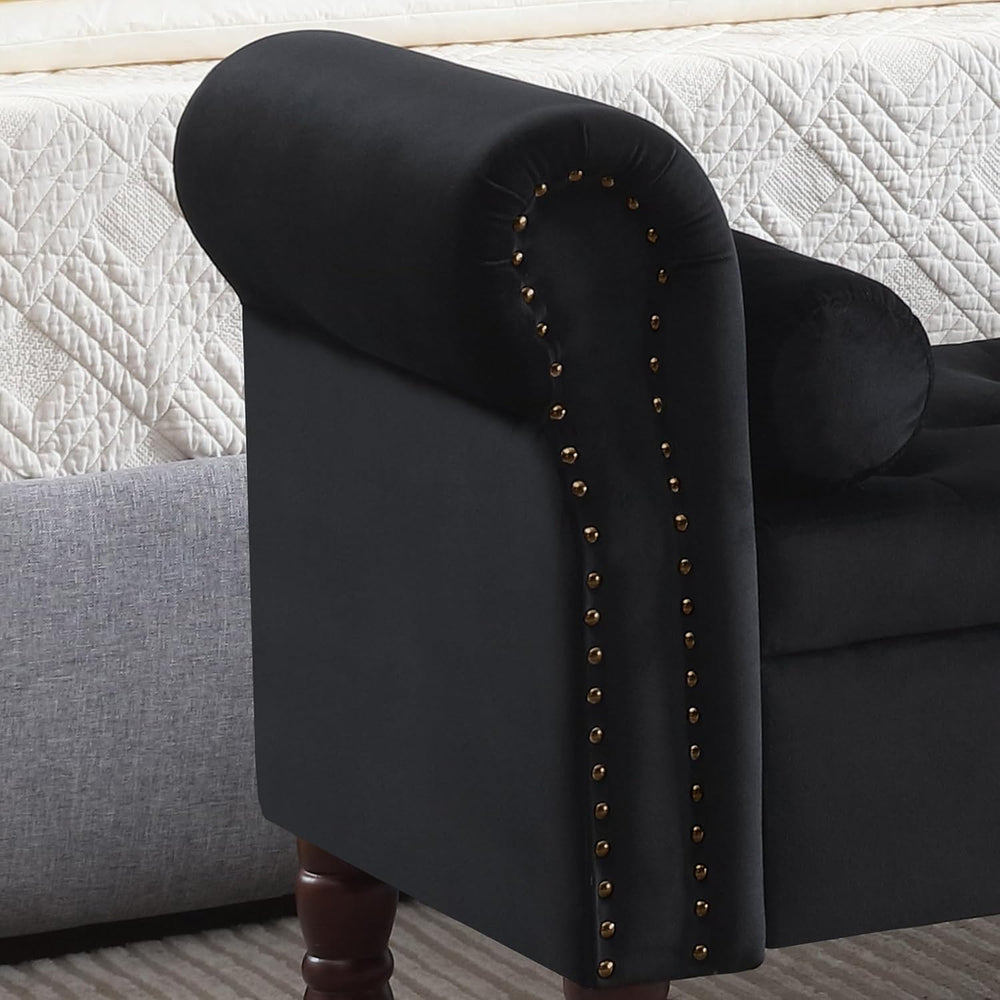 67" End of Bed Storage Bench King Size, Storage Bench for Bedroom, Velve...