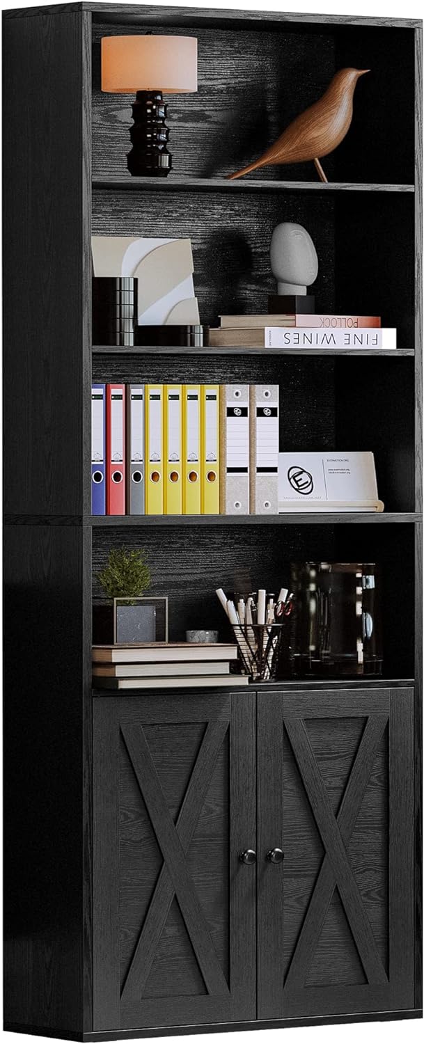 IRONCK Industrial Bookshelves and Bookcases with Doors Floor Standing 6 Shelf...