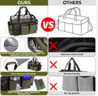 Large Cleaning Caddy Bag Built-in Sturdy Support Board, Cleaning Organizer with Detachable Divider, Cleaning Supply Tote with Adjustable Shoulder Strap&Waist Belt for Cleaners & Housekeeper
