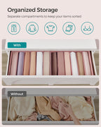 SONGMICS Set of 4 Large Size Wardrobe Clothes Organizers, 6-Compartment Foldable Drawer Organizers with Handles, 16.5 x 11.8 x 6.7 Inches, for Pants, Sweaters, Jeans, Jelly Pink URUS009R01