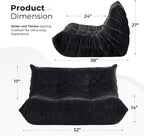 HABUTWAY Bean Bag Chair, Giant Bean Bag Chairs for Adults, Loveseat Fireside Chair, 2 Seater Lazy Bean Bag Sofa Memory Foam Couch for Living Room, Bedroom, Office (Black)
