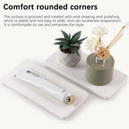 2 Pcs Water Absorbing Stone Trays, Kitchen/Bathroom Sink Soap Dish, Diatomite Tray Used for Hand Soap & Cosmetic Bottles in The Modern Home, 4" W x 8.3" L, White
