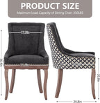 Modern Dining Chairs Set of 4, High Back Dining Chairs Side Chairs with Solid Wood Legs, Upholstered Fabric Dining Room Chairs for Dining Room Kitchen, Black and Patterned
