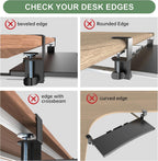 Extra Large Keyboard Tray Under Desk - Slide Out with Sturdy C-Clip Mount System, 31.5" (35.8" Including Clamps) x 11.8" Put-Out Keyboard Tray Computer Drawer for Ergonomic Typing, Black