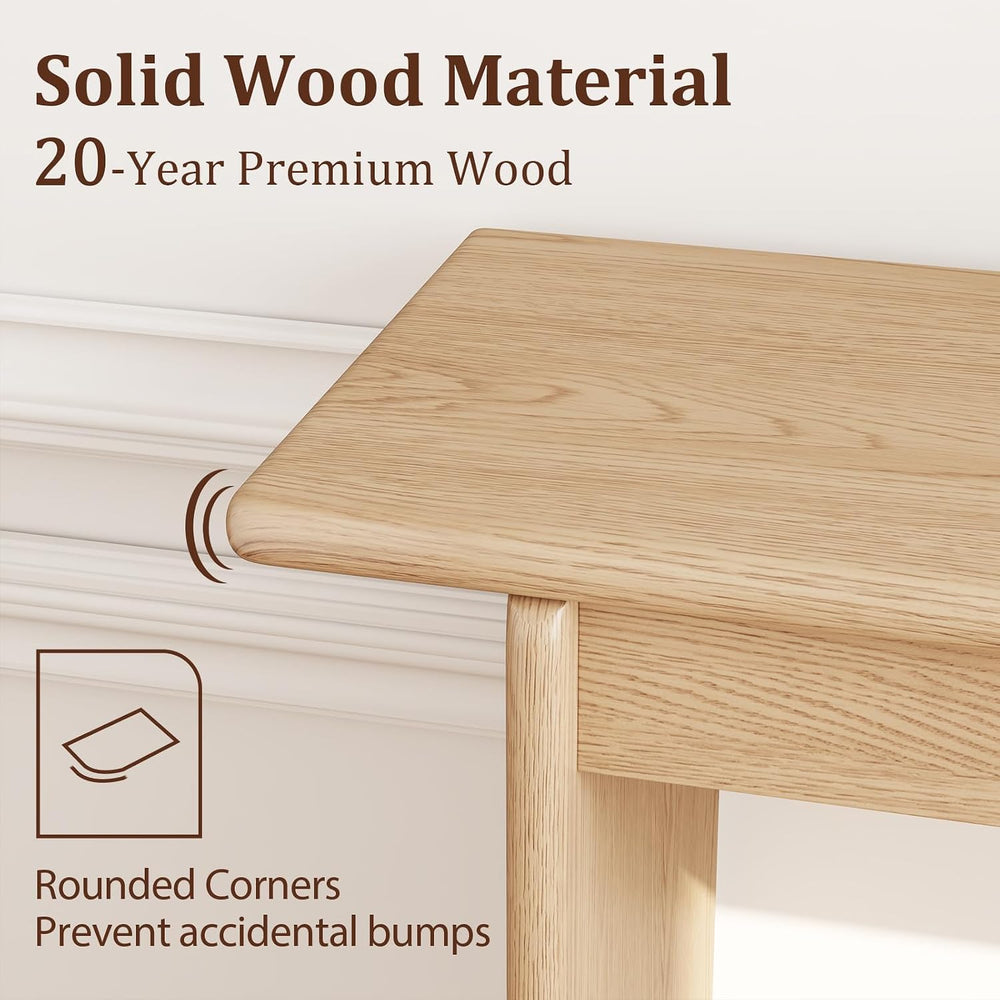 AQIMUELE Natural Console Table Thin Rubberwood Minimalist Mid-Century Style |...
