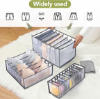 TOOVREN Closet Organizer 5PCS, Clothes & Pants Organizer for Folded Clothes, T-Shirts, Bras, Skirts, Jeans (7 Grids)
