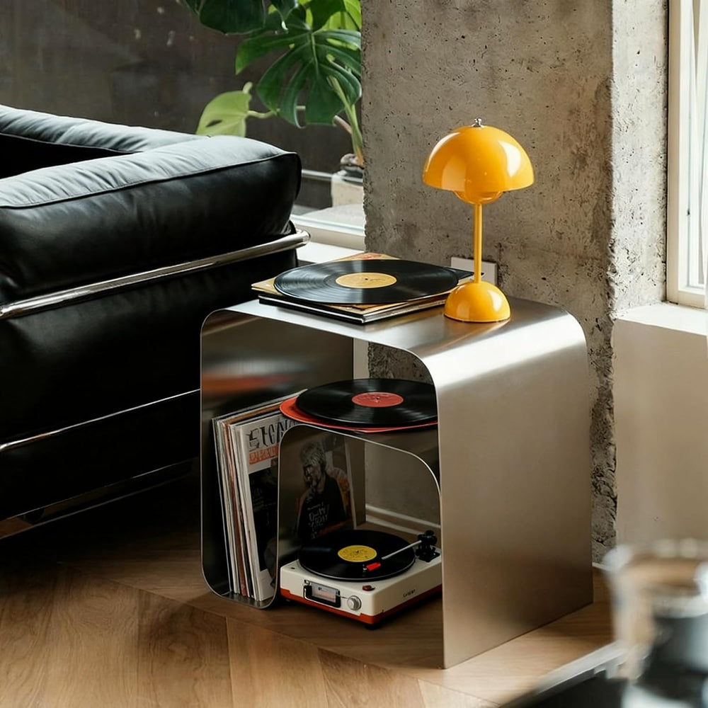 Modern Stainless Steel Side Table,Minimalist Nightstand and Sofa Table Silver...