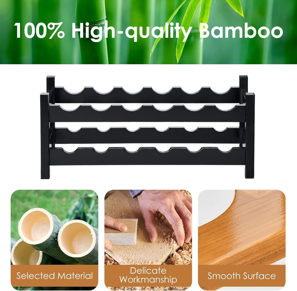 COSTWAY 12 Bottles Wine Rack Countertop, Bamboo Wine Holder, Brown | 2-Tier F...