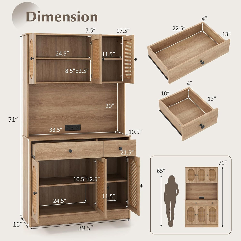 GOFLAME Kitchen Pantry Cabinet with Charging Station, 71" Tall Freestand...
