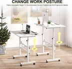 Small Standing Desk Adjustable Height, Portable Treadmill Desk, Mobile Table Ideal for Laptops and Tablets,White