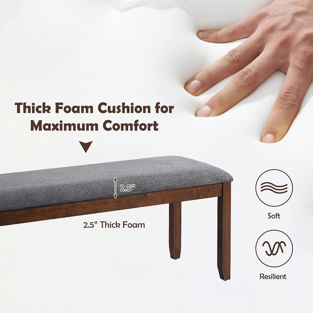 DORTALA Dining Bench, Upholstered Long Bench w/Natural Rubber Wood Legs, Foam...