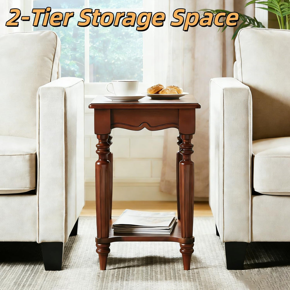 YUNMUAIR-2-Tier Side Table,Vintage Rectangle Sofa Side Tables,Mid Century Acc...