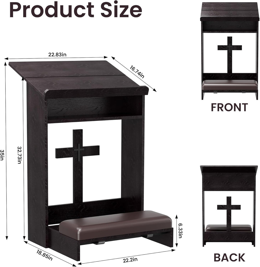 Foldable Prayer Kneeler, Wooden Prayer Bench with Storage Shelf, Cushion Pad,...