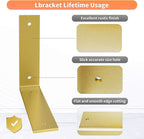 Gold Heavy Duty Shelf Brackets 8 Inch, Extra Thick L Shelving Brackets, Rustic Gold Iron Floating Shelves Wall Mounted with Hardware for DIY Open Shelving, 4 Pack
