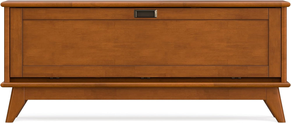 SIMPLIHOME Draper Storage Bench - 44 inch Wide Solid Wood Entryway Bench in T...