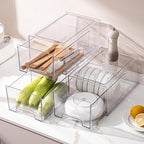 PeJeyiee Clear Stackable Refrigerator Organizers and Storage Drawers - Pull-Out Fridge Bins with Anti-Slip Base & Easy Clean, Plastic Organizers for Kitchen Pantry Cabinet Closet ﻿ (2XL)