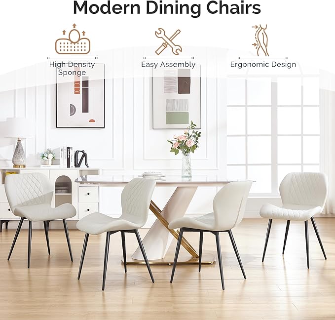Dining Chair, Comfy Modern Dining Chairs with Thick Cushions, Upholstered Fab...