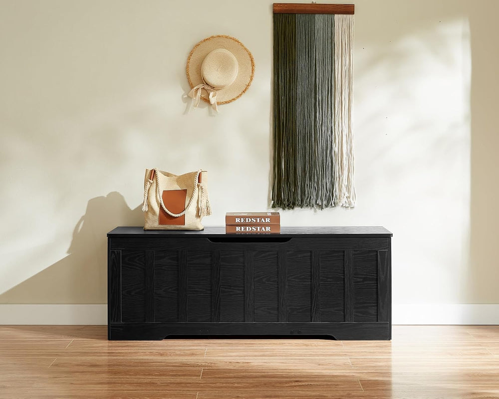 VANKILEY 51.2" Storage Chest Extra Large,Wooden Storage Bench,Black | Ch...