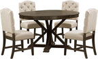 Merax 5-Piece Retro Style Dining Room Set with Extendable Table and 4 Upholstered Chairs, Family Kitchen Functional Furniture, Espresso