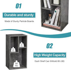 VECELO Small Bookshelf, 3 Cube Shelf, Fits Tallest Hardcovers, Horizontal Available, Modern Storage Organzier for Small Spaces, Modern Gray