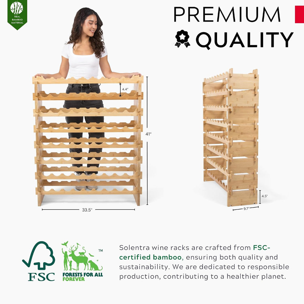 72 Bottle Wine Rack – Modular Freestanding Bamboo Wine Storage Shelf for Home...