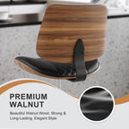 Drafting Chair with Adjustable Footrest, Armless Modern Tall Office Chair for Standing Desk, PU Leather Swivel Stool in Curved Bentwood Style, Ergonomic Rolling Walnut Chair for Office(Black)