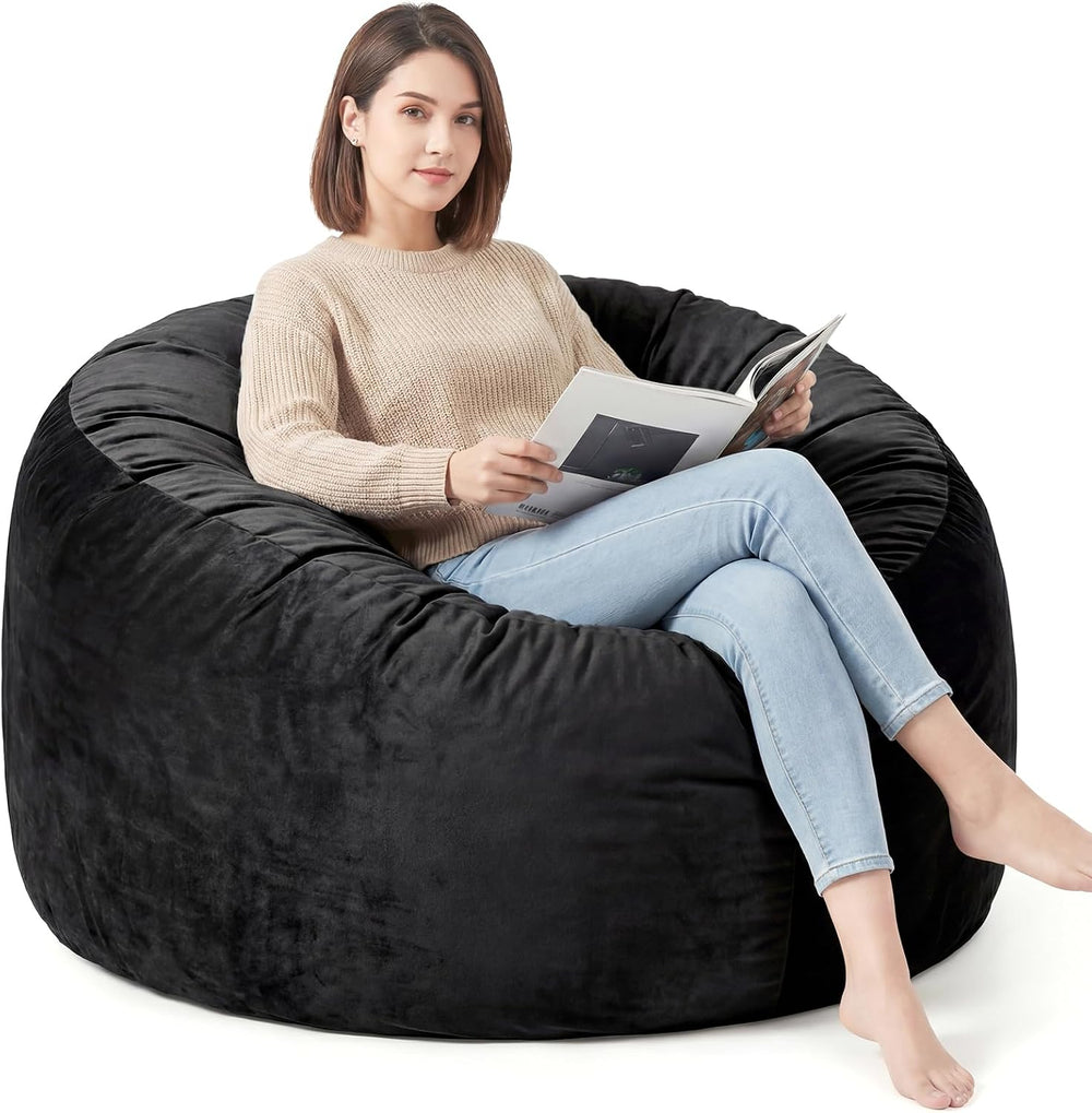 4FT Bean Bag Chair for Adults, Large Bean Bag with Filling, Memory Foam Bean ...
