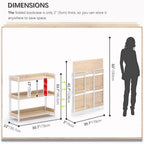 4NM Extra Wdie No Assembly Folding Bookshelf, 34" H x 30.9" W, 3 Tier Collapsible Book Shelf Bookcase Foldable Shelves for Bedroom Living Room Home Office - Cloud Oak & White