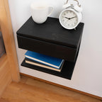 Floating Nightstand Side Accent or End Table with Storage Drawer, Wood Bedside Shelf, Handmade Floating Table, Nightstand Shelf (Black)
