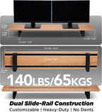 Moodular Wooden Monitor Stand 45.6” (116cm) Large Desk Organizer with Metal Slide Rails for Drawer, Tray, Laptop, Tablet, Phone & Headphones Customizable Riser for Organized Workspace Oak