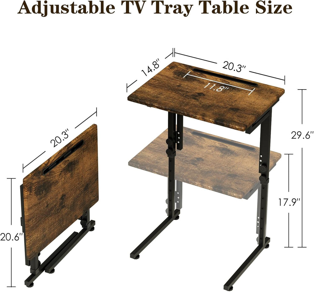 Adjustable Folding TV Tray Table,TV Dinner Small Foldable C-Shaped End Table ...