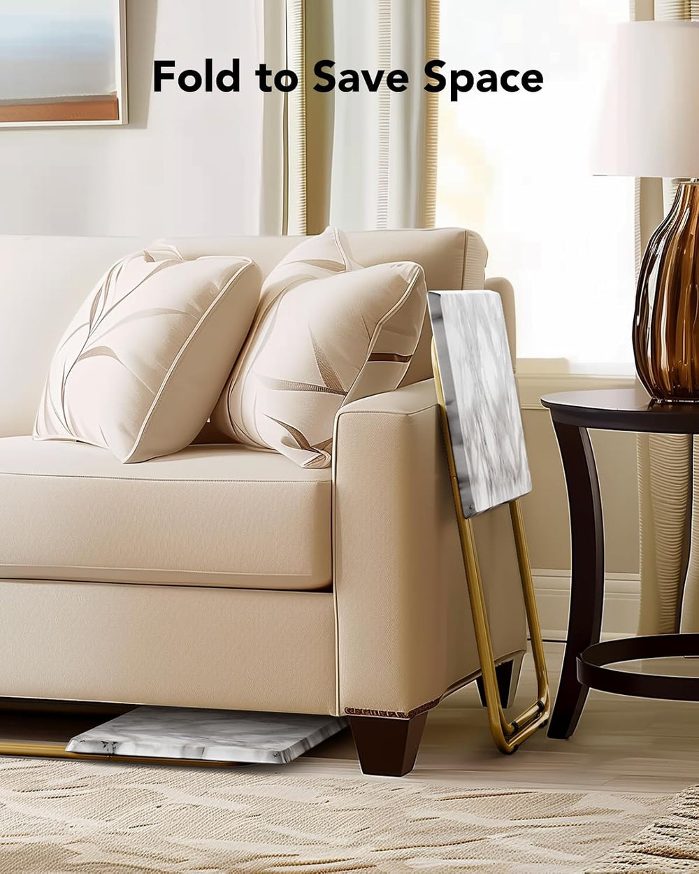 HUANUO Folding TV Tray Table, No Assembly TV Tray with Marble-Look Top | Vers...
