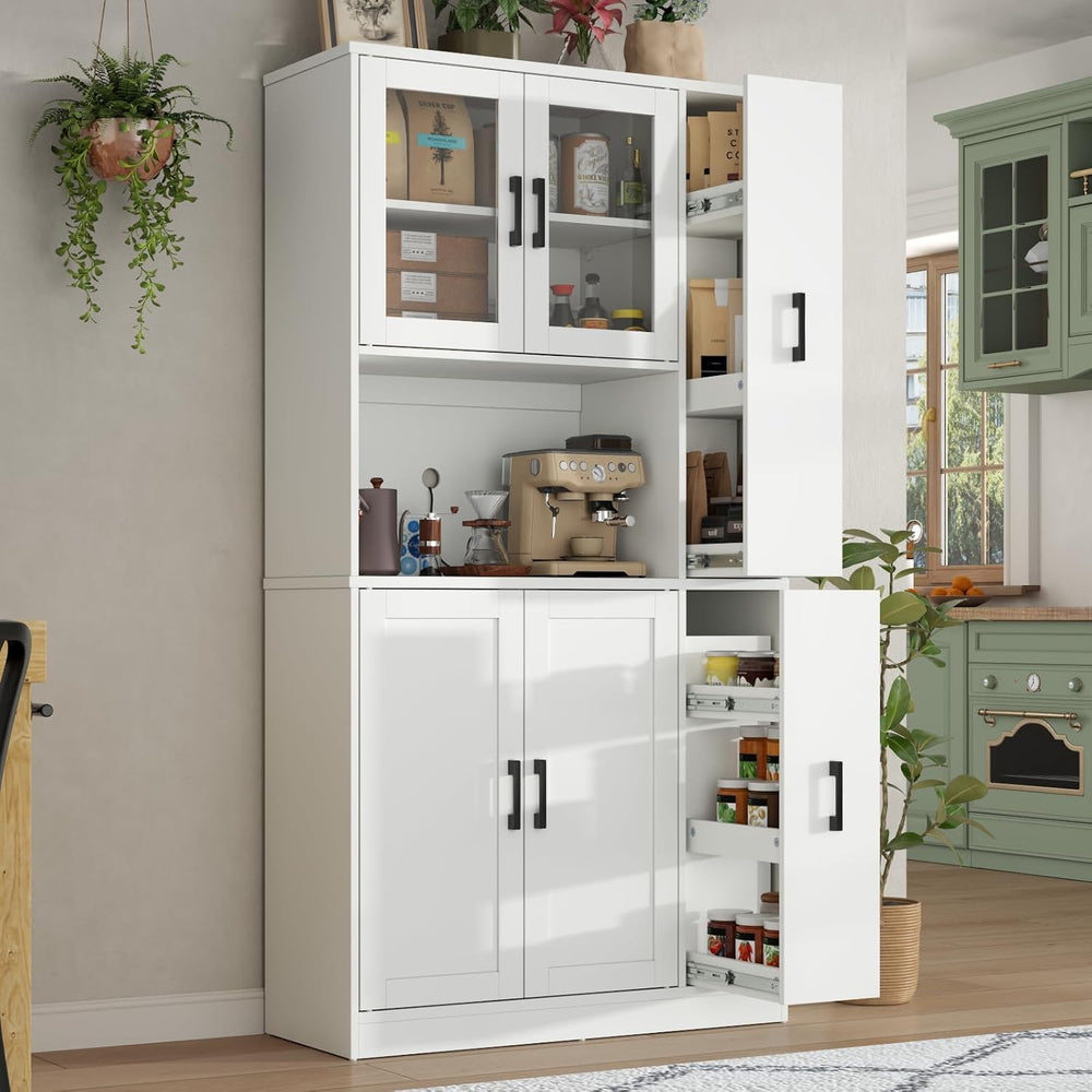 68" Kitchen Pantry Cabinet with Side Drawer, Kitchen Pantry Storage Cabi...