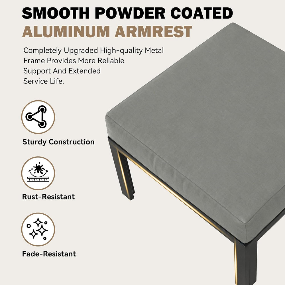 HOMREST Metal Outdoor Ottoman, 2-Piece Aluminum Footstool w/Removable Cushion...