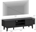 Boho TV Stand for 55 65 Inch TV, Rattan Entertainment Center with Shelves, Cabinets and Sliding Doors, TV Media Console Table with Solid Wood Feet & Cord Holes for Living Room, Bedroom, Black