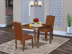 East West Furniture OXEN3-MAH-66 3 Piece Kitchen Table Set for Small Spaces Contains a Square Dining Room Table and 2 Brown Faux Faux Leather Upholstered Chairs, 36x36 Inch, Mahogany