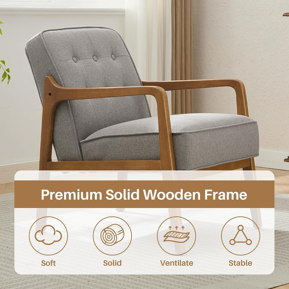 SOFTHION Linen Accent Chair Set of 2, Mid Century Modern Chair for Living Roo...