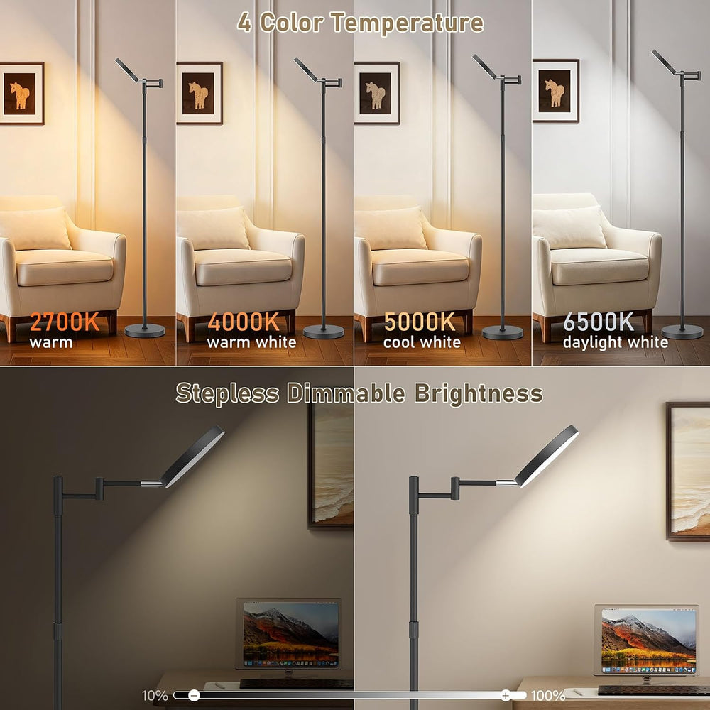 SIBRILLE LED Floor Lamp, 18W Adjustable Height Floor Lamp with Remote Control...