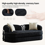 78" Sleeper Sofa Couch Bed Queen Size, 4-in-1 Pull Out Futon Couch, Black | No Assemble Foldable Corduroy Futon, Pull Out Couch 2 Pillows, Boneless Compressed Sofa for Living Room Small Spaces