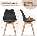 VECELO Dining Chairs Set of 4, Mid-Century Modern Kitchen & Dining Room Chairs, PU Leather Upholstered Seat, Solid Wood Legs, Armless, Non-Slip Feet, Black