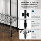 Garment Rack Heavy Duty Clothes Rack Adjustable Freestanding Metal Portable Wardrobe Closet Rack with Shelves for Hanging Clothes - 72" L x 14" W x 75" H, Black