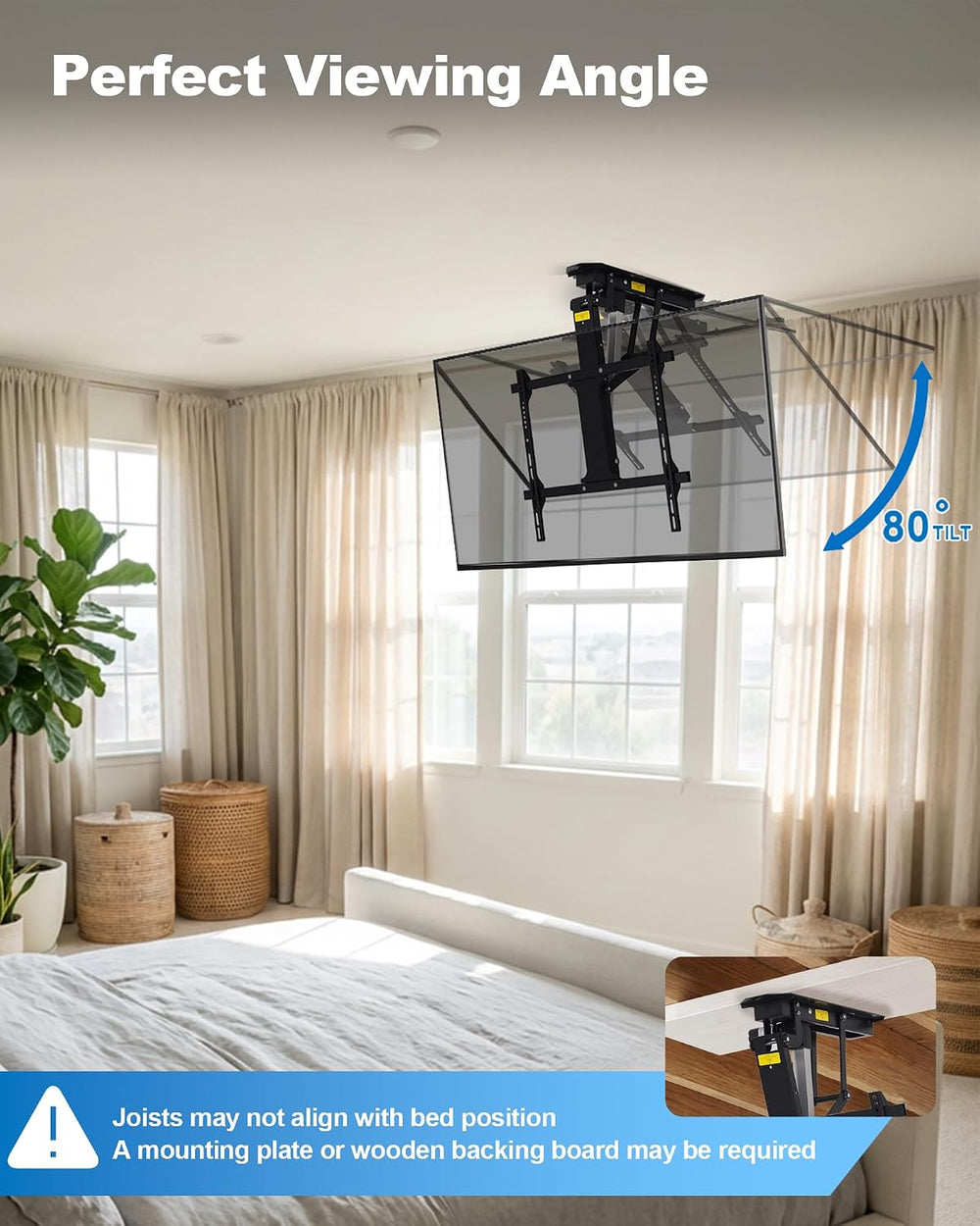 TOPSKY Motorized Ceiling TV Mount, 32–70 in TVs, 88 lb Capacity | Motorized f...